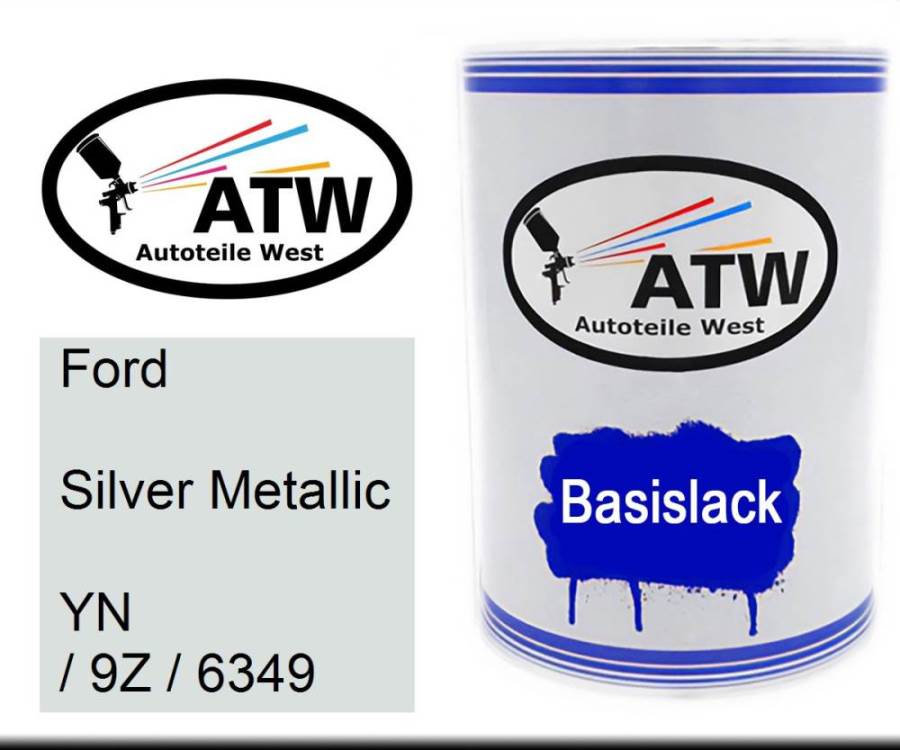 Ford, Silver Metallic, YN / 9Z / 6349: 500ml Lackdose, von ATW Autoteile West.